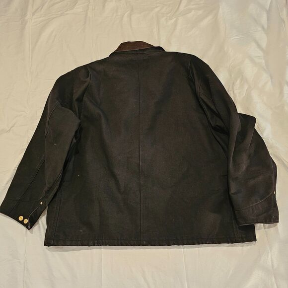 Vtg Carhartt Black Chore Coat Blanket Lined C01 BLK Sz 56 Canvas Jacket Workwear - Picture 2 of 4